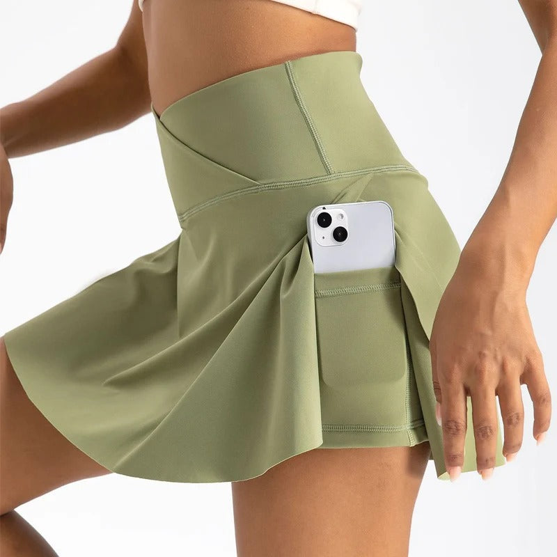 Women's High Waisted Pleated Tennis Golf Skorts - Moisture - Wicking, Pockets & Flowy Hem